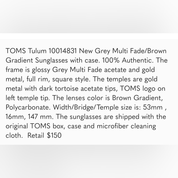 New TOMS 10014831 Women's Tulum Multi UVA UVB Protection Gradient Sun glasses - Picture 5 of 5